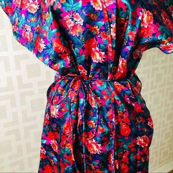 Vintage Floral Wrap Lingerie Nightgown M - Picture 3 of 5